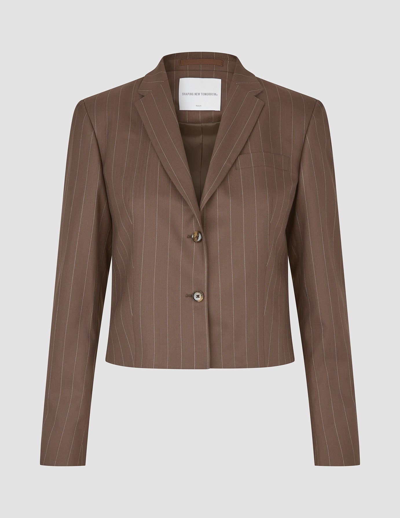 Women Raina Short Blazer Chestnut Pinstripe